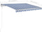 vidaXL - Luifel - handmatig - uittrekbaar - met - LED - 300x250 - cm - blauw - en - wit