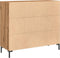 vidaXL - Dressoir - 90x34x80 - cm - bewerkt - hout - artisanaal - eikenkleurig