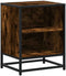 vidaXL - Nachtkastje - 40x31x50 - cm - bewerkt - hout - en - metaal - gerookt - eiken