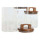 Set van 3 Potjes Home ESPRIT Bruin Transparant Acacia Borosilicaatglas 650 ml 900 ml 1 L 3 Onderd...