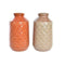 Vaas DKD Home Decor Porselein Oranje Groen (20 x 20 x 35 cm) (2 Stuks)