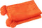 J-Line Plaid Pompom - fleece deken - polyester - oranje - 170 x 130 cm - woonaccessoires