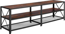 tectake® Indianapolis - TV-meubel - 3 open planken - Donkerbruin