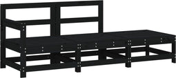 vidaXL - 3-delige - Loungeset - massief - grenenhout - zwart