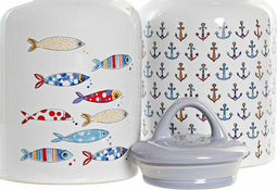 Tin DKD Home Decor Wit Multicolour Keramiek Mediterrane (2 Stuks)