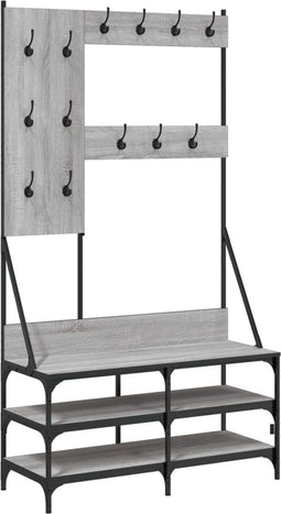 vidaXL - Kledingrek - met - schoenenrek - 100x40x184cm - grijs - sonoma - eikenkleur