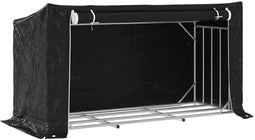 vidaXL - Haardhoutrek - met - regenhoes - 200,5x80,5x110,5 - cm - staal