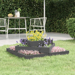 vidaXL - Plantenbak - 83x83x27 - cm - massief - grenenhout - grijs