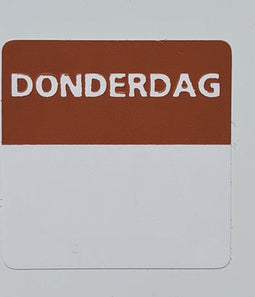 Etiket donderdag wit/bruin 25x25mm 500st