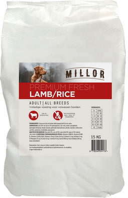 15 kg Millor premium extruded fresh adult lamb / rice hondenvoer