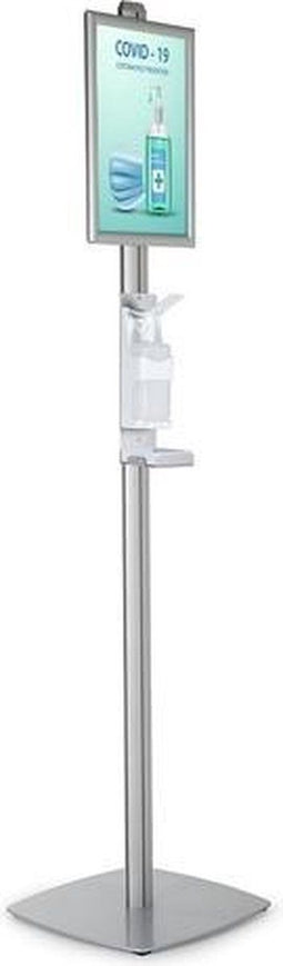 Seco standaard handontsmetting - 1.5m hoog - aluminium - met A3 lijst - SE-HANDS1