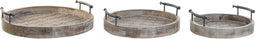 Set van trays DKD Home Decor 46 x 46 x 10 cm Natuurlijk Zwart Metaal Wit Mangohout Indiaas