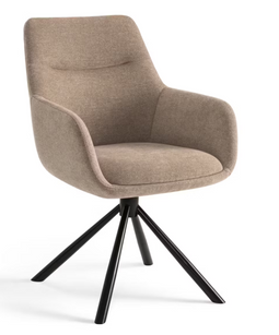 Criks Design Eetkamerstoel Olivia Bruin – 53x66x87 cm – Draaibare Armstoel met Comfortabele Stoffen