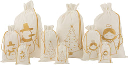 J-Line zak - textiel - wit/goud - 3 stuks