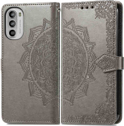 iMoshion Hoesje Geschikt voor Motorola Moto G82 / Moto G52 Hoesje Met Pasjeshouder - iMoshion Mandala Bookcase - Grijs