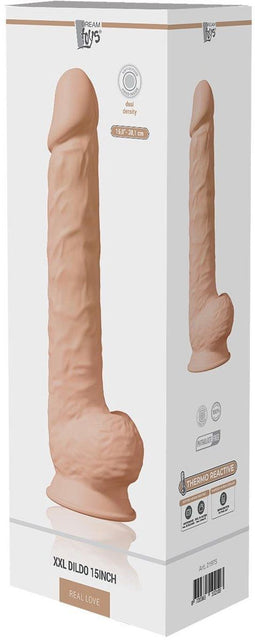 Dream Toys Dildo Love Toy Real Love Dual Density Xxl Dildo 15Inch Flesh beige