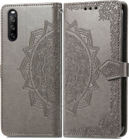 iMoshion Hoesje Geschikt voor Sony Xperia 10 III Hoesje Met Pasjeshouder - iMoshion Mandala Bookcase - Grijs