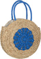 J-Line strandtas Rond Bloem - zeegras - naturel/blauw