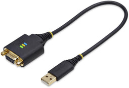 Startech.com 30cm USB naar Null Modem Adapter - COM Retention FTDI USB-A naar DB9 RS232 - ESD Bescherming Zwart