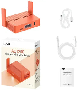 Cudy AC1200 - Draagbare VPN Router - 802.11ac - Oranje