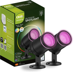 Calex Smart Outdoor LED Buitenlamp - Slimme Grondspot - RGB en Warm Wit Licht - 4W - Zwart (2 stuks)