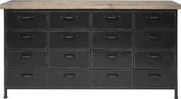 16 Ladekast Zwart - Dressoir Metaal & Hout - Rootsmann