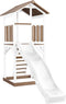 AXI Beach Tower Speeltoestel in Bruin/Wit - Speeltoren met Zandbak en Witte Glijbaan - FSC hout - Speelhuis op palen voor de tuin