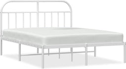 vidaXL - Bedframe - met - hoofdbord - metaal - wit - 180x200 - cm