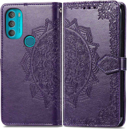 iMoshion Hoesje Geschikt voor Motorola Moto G71 Hoesje Met Pasjeshouder - iMoshion Mandala Bookcase - Paars