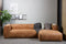 WOOOD Bean Hoekbank Rechts - Recycle leer - Cognac - 73x305x96