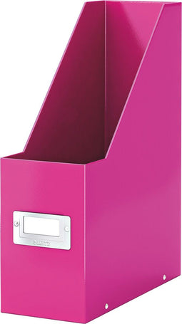 Leitz WOW Click & Store Stevige Tijdschriftenhouder - Lectuurbak - 77% Gerecycled Karton - 10.3 x 33 x 25.3 Cm (BxHxD) - Roze