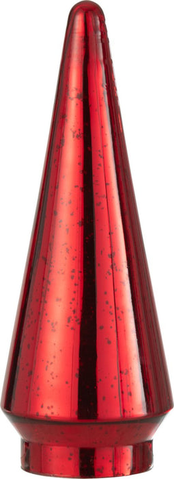 J-Line decoratie Kerstboom - glas - rood - large - LED lichtjes