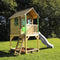 AXI Sarah Speelhuis in Bruin/Groen - Met Verdieping, Zandbak en Witte Glijbaan - Speelhuisje voor de tuin / buiten - FSC hout - Speeltoestel voor kinderen
