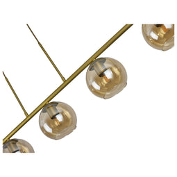 GAMMA Esfera - Hanglamp 5-lichts E27 - Messingkleurig met gekleurd glas 130cm x 16cm