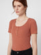 Pieces PCKITTE SS TOP NOOS BC - Katoenen top met korte mouwen - Copper Brown - Maat XS