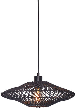 GOOD&MOJO Hanglamp Zanzibar - Rotan Zwart - Ø40x12cm - Modern - Hanglampen Eetkamer, Slaapkamer, Woonkamer