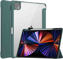 imoshion Tablet Hoes - Geschikt voor iPad Pro 12.9 (2022) / Pro 12.9 (2021) / Pro 12.9 (2020) / Pro 12.9 (2018) - Trifold Hardcase Bookcase - Groen