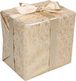 Klika - Cadeaupapier | 30cm | 200m | Leafs | wit/goud