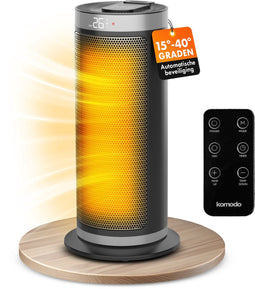 Komodo Cozi+ - Elektrische Kachel 2000W - Keramische Ventilatorkachel met Afstandsbediening en Timerfunctie - Zwart
