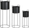 Mica Decorations Favani - Bloempot op Standaard - Set van 3 - H80 x Ø28 cm - Zwart