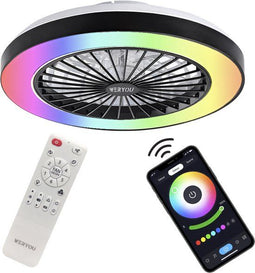 WERYOU® illuminAIR - Plafondventilator - RGB LED verlichting - Dimbaar - ⌀56CM