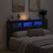 vidaXL - Opberghoofdbord - met - LED-verlichting - Zwart - Eiken - 180x18,5x103,5 - cm