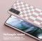 Selencia Hoesje Geschikt voor Samsung Galaxy S21 Hoesje Met Koord - Selencia Siliconen design hoesje met afneembaar koord - Roze / Irregular Check Sand Pink