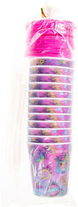 Beker met Deksel en Rietje Prinses, 12st..