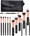 VAIVE Make Up Kwasten Set - 15-delige set - Vegan - Synthetisch haar - Zwart Rosé goud