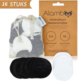 16x Herbruikbare Wattenschijfjes - Wasbare Zachte Wattenschijfjes - Duurzame & Biologische - Inclusief Waszakje