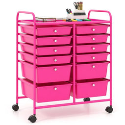 Coast Rollwagen - Metaal - 12 Lades - 64x38x75 cm - Roze