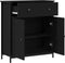 vidaXL - Sideboard - Zwart - Eiken - 70x30x80 - cm - Engineered - Hout - en - Staal