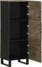 vidaXL - Hoge - kast - 40x33x110 - cm - massief - mangohout - zwart
