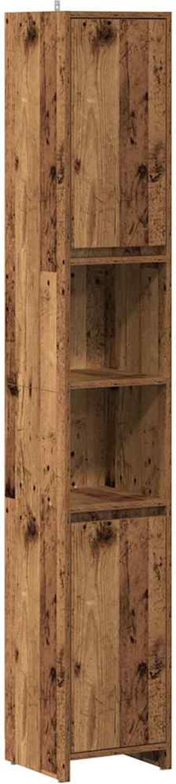 vidaXL - Badkamerkast - 30x30x183,5 - cm - bewerkt - hout - oud - houtkleurig